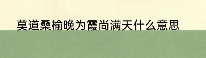 莫道桑榆晚为霞尚满天什么意思