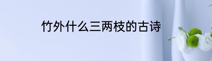 竹外什么三两枝的古诗