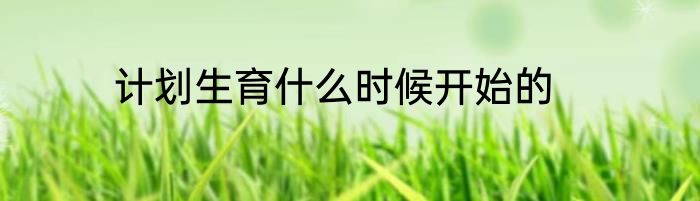 计划生育什么时候开始的