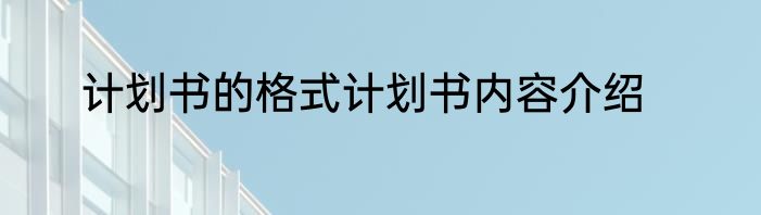 计划书的格式计划书内容介绍