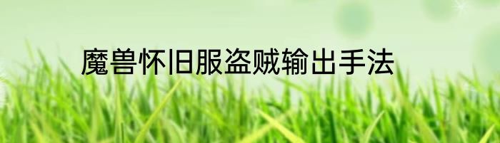 魔兽怀旧服盗贼输出手法