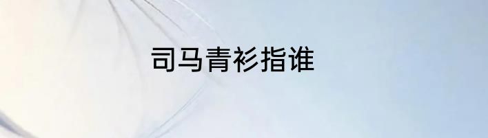 司马青衫指谁
