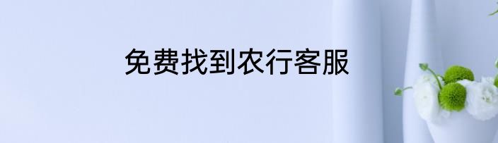 免费找到农行客服