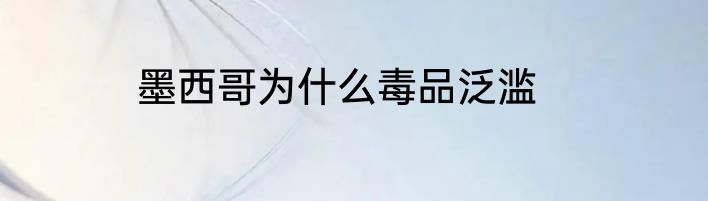 墨西哥为什么毒品泛滥