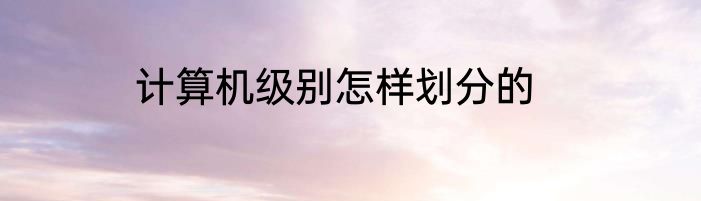 计算机级别怎样划分的