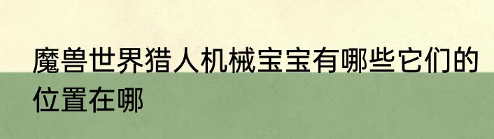 魔兽世界猎人机械宝宝有哪些它们的位置在哪
