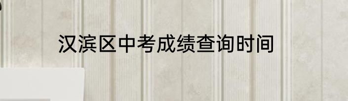 汉滨区中考成绩查询时间
