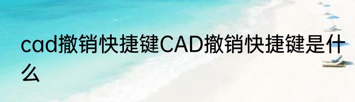 cad撤销快捷键CAD撤销快捷键是什么