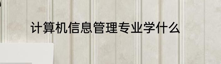 计算机信息管理专业学什么