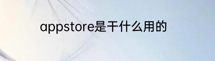 appstore是干什么用的