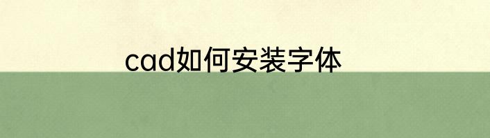 cad如何安装字体