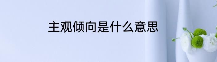 主观倾向是什么意思