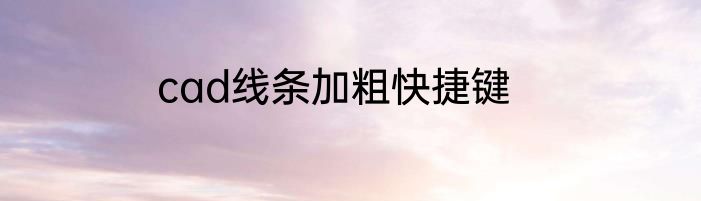 cad线条加粗快捷键