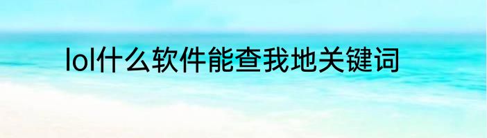 lol什么软件能查我地关键词