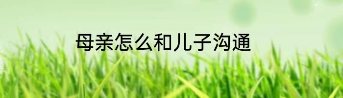 母亲怎么和儿子沟通