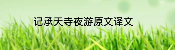 记承天寺夜游原文译文