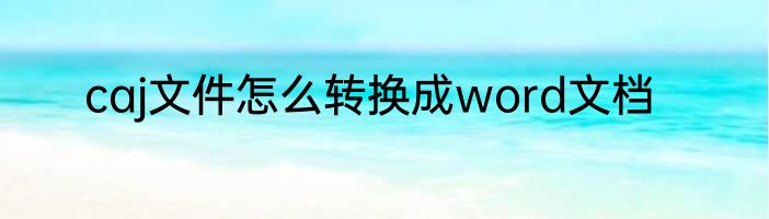 caj文件怎么转换成word文档