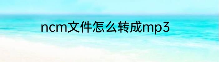 ncm文件怎么转成mp3