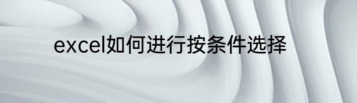 excel如何进行按条件选择