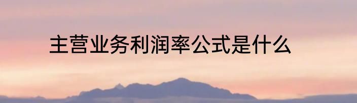 主营业务利润率公式是什么