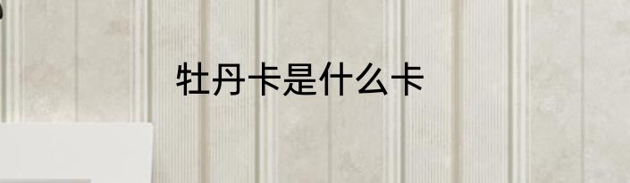 牡丹卡是什么卡