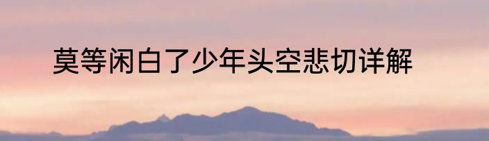 莫等闲白了少年头空悲切详解
