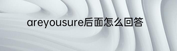 areyousure后面怎么回答