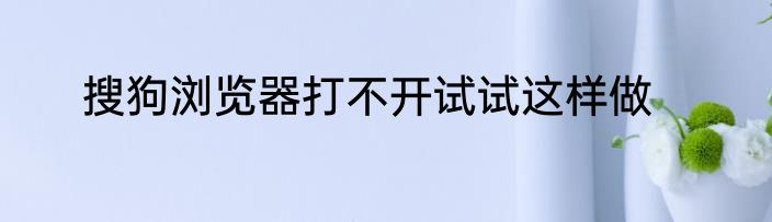 搜狗浏览器打不开试试这样做