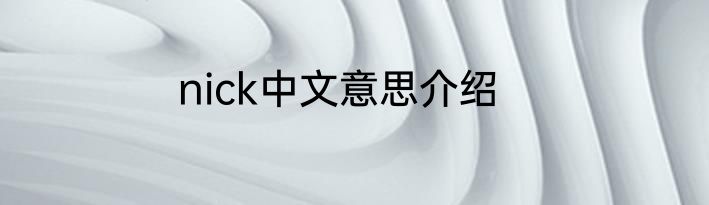 nick中文意思介绍
