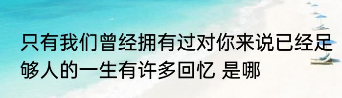 只有我们曾经拥有过对你来说已经足够人的一生有许多回忆 是哪