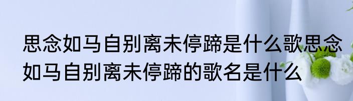 思念如马自别离未停蹄是什么歌思念如马自别离未停蹄的歌名是什么