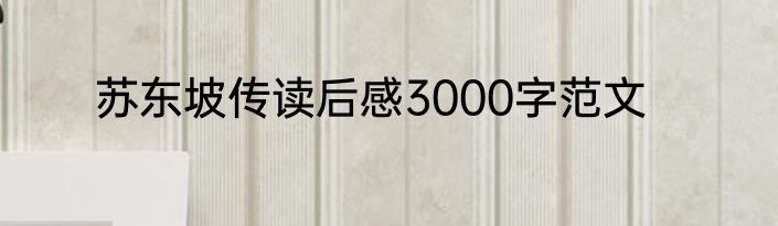 苏东坡传读后感3000字范文