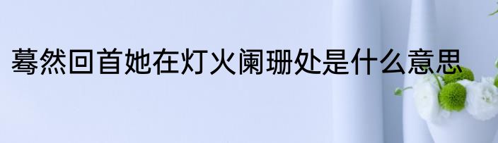蓦然回首她在灯火阑珊处是什么意思
