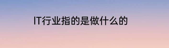 lT行业指的是做什么的