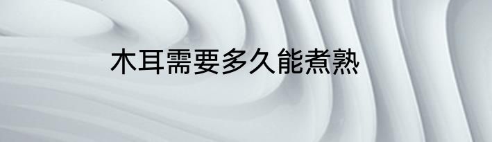 木耳需要多久能煮熟