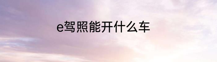 e驾照能开什么车