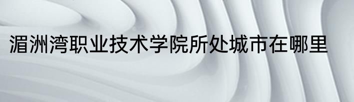 湄洲湾职业技术学院所处城市在哪里