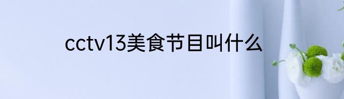 cctv13美食节目叫什么