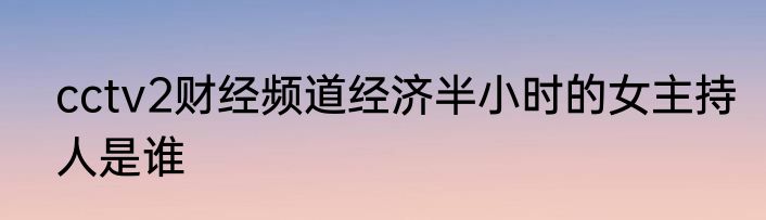 cctv2财经频道经济半小时的女主持人是谁