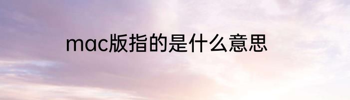mac版指的是什么意思