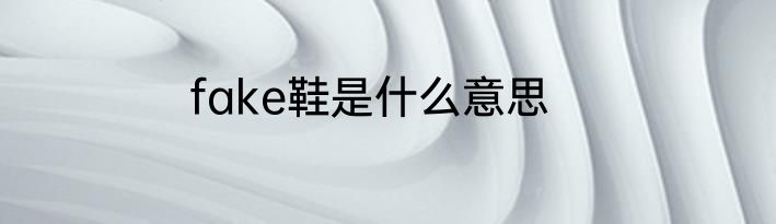 fake鞋是什么意思