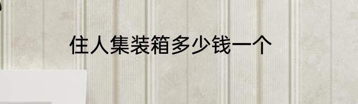 住人集装箱多少钱一个