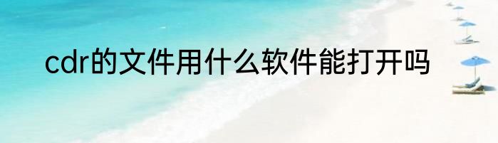 cdr的文件用什么软件能打开吗