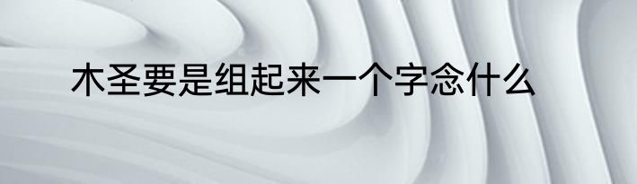 木圣要是组起来一个字念什么