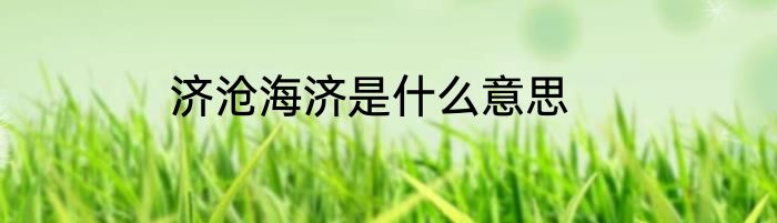 济沧海济是什么意思