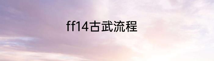 ff14古武流程