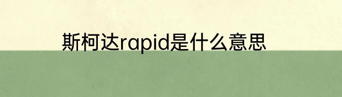斯柯达rapid是什么意思