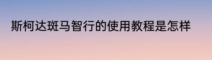 斯柯达斑马智行的使用教程是怎样