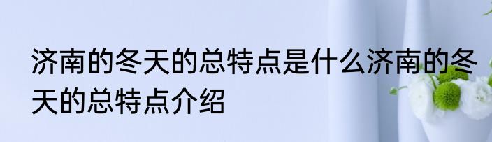 济南的冬天的总特点是什么济南的冬天的总特点介绍