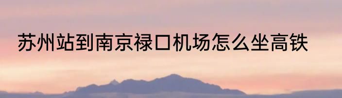 苏州站到南京禄口机场怎么坐高铁